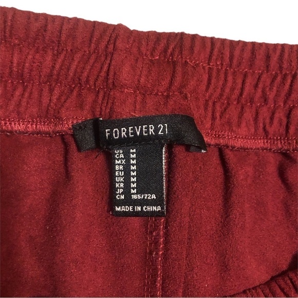 Forever 21 Red Velvet Super Soft Booty Shorts- Elastic Waistband & Tie Sting M - Picture 3 of 5